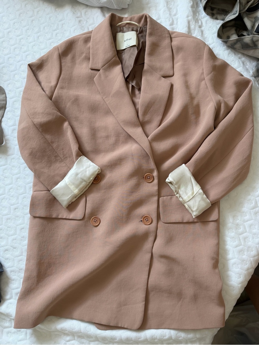 Woven Pink Double-Breasted Women's blazer Wilfred